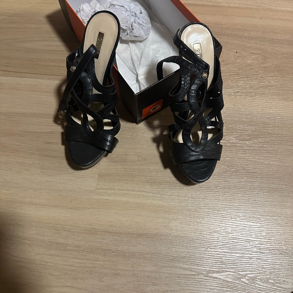 Guess Black Strappy Heels